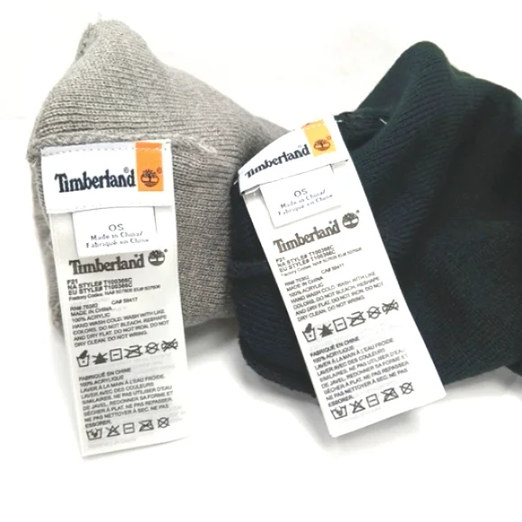 Timberland Unisex Stretch Midweight Knit Cuffed Beanie Hats x 2 Bundle NWT - Picture 3 of 9